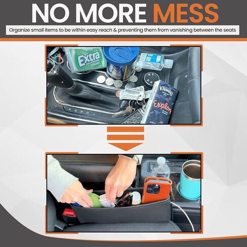 Car Seat Gap Filler Organizer | 2 in 1 Filler for Larger Gap | Car Side Seat Gap Filler | Car Coin Organizer - 2 USB Cable Holes | Front Seat Car Storage Box | Car Storage Organizer | Car Accessories in Saudi Arabia