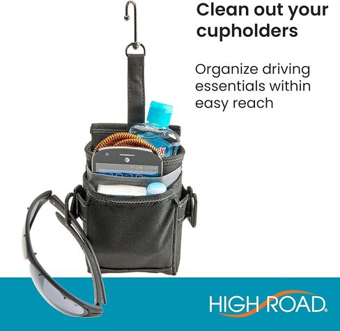 High Road DriverPockets حامل هاتف السيارة وحقيبة تنفيس الهواء ومنظم المقعد الأمامي مع 3 جيوب وخطافات تعليق ومنفذ شحن in Saudi Arabia