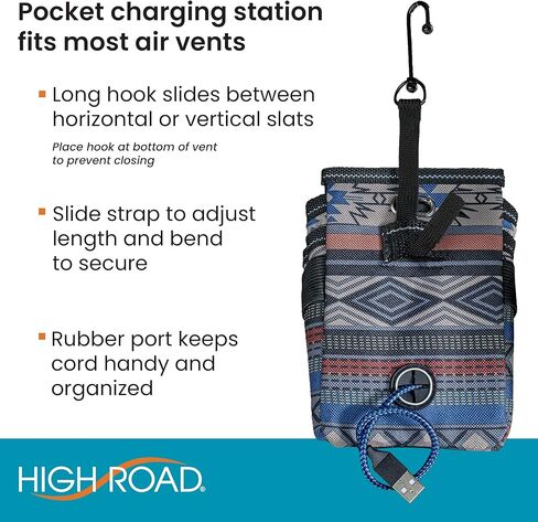 High Road DriverPockets حامل هاتف السيارة وحقيبة تنفيس الهواء ومنظم المقعد الأمامي مع 3 جيوب وخطافات تعليق ومنفذ شحن in Kuwait