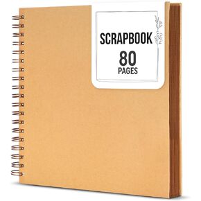 Zenacolor Scrapbook Album 80 Pages 8x8 Inch DIY Photo Album Thick Kraft Paper Memory Book for Wedding and Anniversary Family (Brown, 8 Inch)