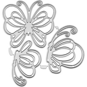 2 Sets Three Butterflies Embossing Cutting Die Carbon Steel Cutting Template Background Metal Embossing Cutting Template for Handmade Decoration DIY Crafts Scrapbooking Paper Card Embossing