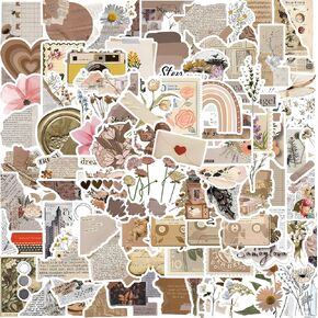 120Pcs Vintage Stickers, Waterproof Scrapbook Aesthetic Sticker, Daily Planner, Water Bottles, Handbook Junk Diary Stickers Teens Adults, Scrapbooking Supplies for DIY Paper Crafts