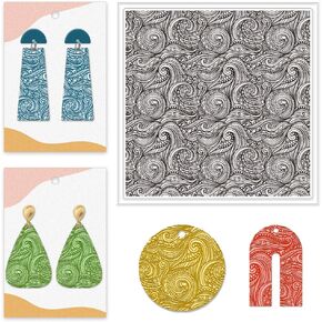 GLOBLELAND Curl Wave Silicone Texture Stamp Sheet 5.5x5.5inch Ripple Transparent Clay Texture Stamp Mat Background DIY Clay Texture Pad for Making Earrings and Jewellery Polymer Clay