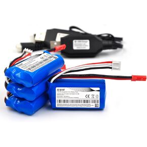 (4 حزمة) 7.4v 700mAh بطارية Li-Ion لـ HBX RC Car 18859E 18858 18856 Syma F1 RC Drone JST Plug Plugh مع كابل شحن USB