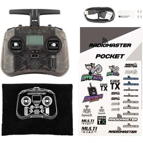 Radiomaster Pocket ELRS Hall Gimbal Transmitter Remote Control Portable Lightweight Built in LED Light Foldable Antenna（Black Mode 2）