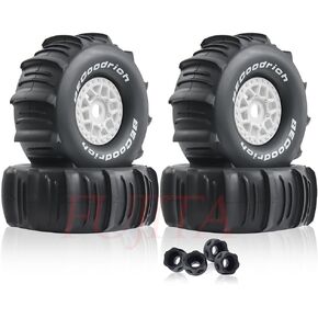 fujita 1/7 1/8 RC Off-Road Truck tyre Set Desert Beach Snow tyre 140mm OD for TRX UDR 85086-4 ARRMA Mojave EXB YK4072 4073 YKDF7 TB7 /17mm hex (White)