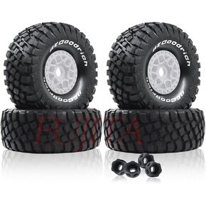 fujita 138MM OD 1/7 1/8 RC Short Course Truck Tyres Set All-Terrain Performance Tyres for TRX UDR 85086-4 ARRMA Mojave EXB YK4072 YKDF7 YK4073 TB7 (White)