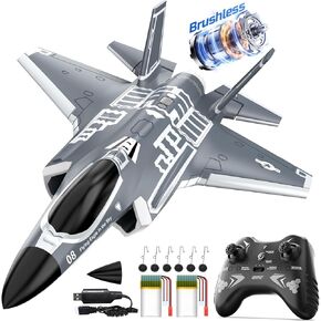 DEERC F35 4 Channel Brushless RC Plane for Adults Remote Control Airplane Ducted Fans Fighter Jet,2.4GHz 6-axis Gyro Stabilizer RTF Hobby Glider Aircraft Plane Easy to Fly for Advance Player