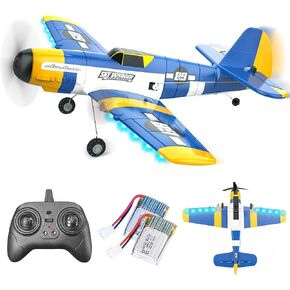 BEZGAR HQ089 RC Plane, Drones for Kids, 6-axis Gyro Remote Control Airplane, RC Helicopter, Easy Control for Beginners Toys with Colorful LED Navigation Lights