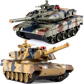 1/24 مجموعة دبابات المعركة RC ، التحكم عن بعد الولايات المتحدة الأمريكية M1A2 و GER LEOPARD II دبابة جيش يطلق النار على الأطفال والبالغين ، لعبة طراز دبابة 2.4G للأولاد الذين تتراوح أعمارهم بين 6 سنوات من العمر مع المؤثرات الصوتية والأضواء والدخان in Kuwait