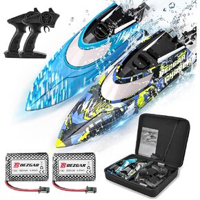BEZGAR RC Boat, 2 Packs 12 inch Fast Speed RC Boat 30 KPH with A Portable Suitcase for Lakes & Pools & Salt Water, Summer Toys for Adults and Ideal Gifts for Kids Boys Age 6 7 8-12 Years Old - TX2P1