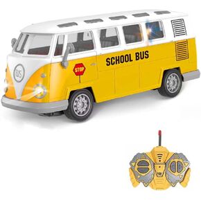 RC School Bus for Kids - Remote Control Toy Classic School Bus with LED Lights, 1:30 High Simulation 4 Channel City Bus Vehicle, Christmas Birthday Gift for Kids Boys Girls Age 3-6