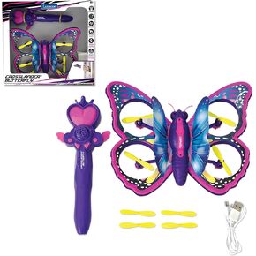 LEXiBOOK, Crosslander Butterfly, My Remote Control Flying Butterfly, Multidirectional Flight up to 12km/h (7 mph), Loopings, Remote Control with 2 Control Modes, Sound and Light Effects, Pink, RCBUT