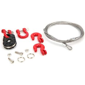 Acouto Equipment Three Piece Set Rc Steel Rope Pulley Lock Sleeve for Rc Model Car Climbing Vehicle Rc Crawler Accessories 1 10 Scale Snatch Block Winch Tow Strap Hook Trailer Stra