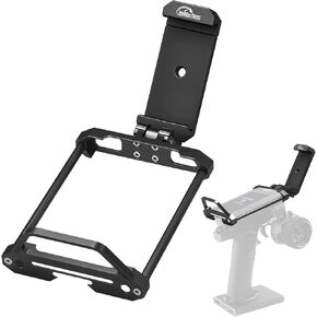 Hobby Fans Metal Protector Frame with Phone Holder Fit for Flysky FS-NB4 RC Car Transmitter Screen Protective Bracket Holder Remote Controller Upgrade Parts Accessories (Black)