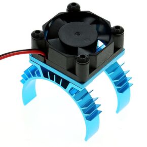 RC Aluminum Alloy TT-02 Motor Heat Sink Heatsink with 5-6V Cooling Fan Upgrade Parts for Tamiya TT02 1/10 On Road Touring Rally Racing Car (Blue)