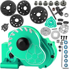 RC Transmission Case Gearbox w/Spur Gear Upgrades Part for 1/10 Slash/Rustler/Stampede/Bandit 2WD (VXL) Drag Slash/Bigfoot,BRCatWPark Aluminum Gearbox Hops Up,Replace #9495,Navy Blue & Titanium