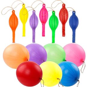 RUBFAC 30Pcs Punch Balloons Neon Punching Balloon Heavy Duty Party Favors For Kids, Bouncy Balls with Rubber Band Handle for Birthday Party Favors, Goodie Bag Exciting Outdoor Play
