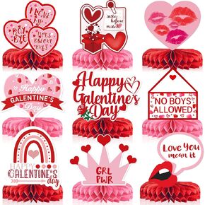 9Pcs Galentines Day Decorations Honeycomb Centerpieces Galentine Table Centerpiece Galentine Table Decorations Be My Galentine centerpieces for Happy Galentines Day Decorations
