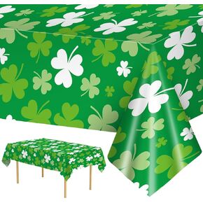 2 Pack St Patrick's Day Tableth - Green Shamrock Table Cloth ، البلاستيك مستطيل مستطيل متاح Luck Arish Clover Table Cover for Saint Patrick Day Table Decorations and Party Decor