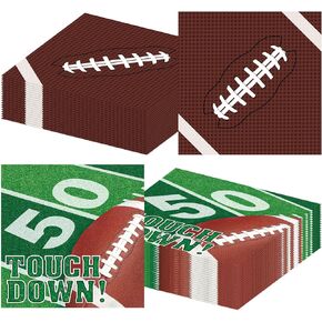 50 Pack Football Napkins Sets - Football Party Supplies, Rugby Football Field Touchdown Design Disposable Luncheon Dinner Party Paper Napkins for Football Game Day Tailgate Party Favors Decorations