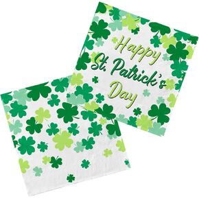 50-Piece St. Patrick's Day Party Supplies Kit – Irish Themed Set Lucky Shamrock Napkins – Accessories for Irish St. Patrick's Party Déco