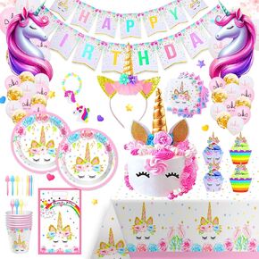 Unicorn Birthday Party Supplies - Best Value Unicorn Birthday Decorations Set with Unicorn Plates, Cups, Napkins, and Cutlery for Unicorn Party Themes, Perfect Unicorn Party Decorations for Girls