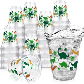 50 Pcs Dinosaur snack Cups 12 oz Dinosaur Plastic Cups Dino Tumbler Cups for Dinosaur Birthday Party Supplies Decorations, Green