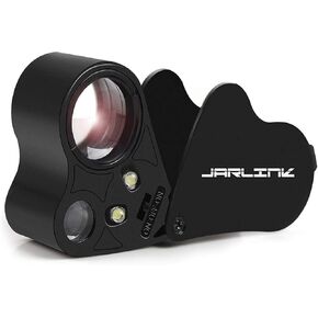 JARLINK 30X 60X Illuminated Jewelers Loupe Magnifier, Foldable Jewelry Magnifier with Bright LED Light for Gems, Jewelry, Coins, Stamps, etc