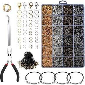 4000 PCS Jump Rings Kit for Jewelry Making, Open Jump Rings Set in 4 Colors with Jewelry Pliers Tools, Professional Jewelry Repair Kit with Necklace Chains & Clasps, DIY Jewelry Making Supplies