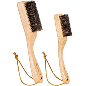 BFWood Horsehair Silver Brush - 2PCS Detailing Brush Set for Silverware - Jewelry Cleaning Brushes for Sterling, Cutlery, Metal - Perfect Match for Silver Polish