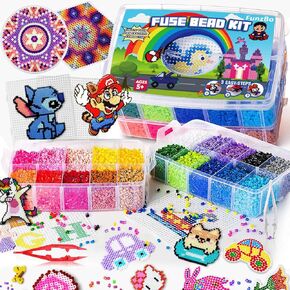 FUNZBO 23000 5mm Fuse Beads Kit - 22 Colors | 106 Patterns, Home School Arts and Crafts Supplies for Kids, Toys Set, Valentine Art Decorations for Room, Gifts for Girls and Boys Age 5+