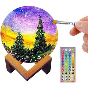 HOLA DIY 3D Moon Night Light, Paint Your Own Moon Lamp Kit Galaxy Lamp Arts and Crafts Kit, Ages 5 6 7 8 9 10 11 12-15 Year Old Girl Boys Birthday Gifts Toys