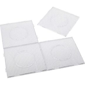 H&W 4PCS 5mm Fuse Beads Boards, Large Clear Pegboards Kits, with Gift 4 Lroning Paper (WA3-Z1)