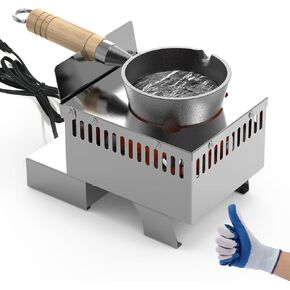 Lead Melting Pot for Fishing Weights and Bullet Molds, Max 5lbs Capacity Electric Melting Pot with Melting Pot Separated from Stainless Steel Base