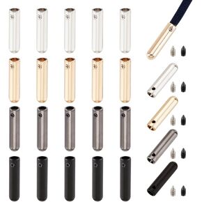 NBEADS 24 Sets Shoelace Screw, 4 Colors Alloy Shoelace Head and Cords End Metal Aglet Replacement Tips for DIY Repairing and Design Making, 4mm Round Head