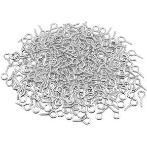 100 Pcs Small Screw Eye Pins, 10mm x 5mm Small Eye Hooks, Eye Hooks Screw is Suitable for Jewelry Making, Pendant Beads, DIY Making (Silver)
