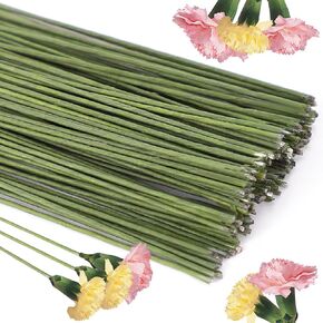 100 Pack Floral Wire 18 Gauge Crafts Wire Florist Wire Stems Diameter 0.05In Green Flower Wire for Flower Arrangement Supplies Crafts Bouquet Stem Wreath Making (14 Inch)