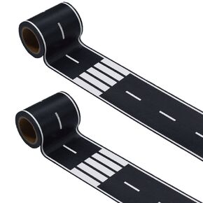 Black Track Tape,Toy Car Tape Track for Kids,Race Cars Decorations for Kids Birthday Party, 2.4" x 33' Each Roll