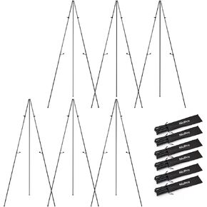 Nicpro Folding Easels for Display, 3 Pack 63 Inch Metal Floor Easel Stand Tripod Black Portable for Artist Poster Wedding with Carry Bag