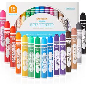 Shuttle Art Dot Markers, 15 Colors Washable Markers for Toddlers,Bingo Daubers Supplies Kids Preschool Children, Non Toxic Water-Based in Kuwait