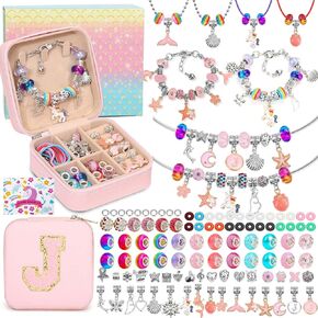 LifeisLuck Charm Bracelet Making Kit, Jewelry Making Kit for Girls DIY Charm Necklace Kit with Bracelet Organizer Box Unicorns Crafts Girls Toys Age 5 6 7 8-12 Birthday Gifts for Kids – A