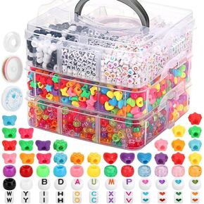 Shynek 3800PCS Pony Beads Bulk for Bracelets, Colorful Plastic Beads for Hair Braids and Craft, Kandi Beads, Star Beads, Letter Beads Shaped Beads for Jewelry Making