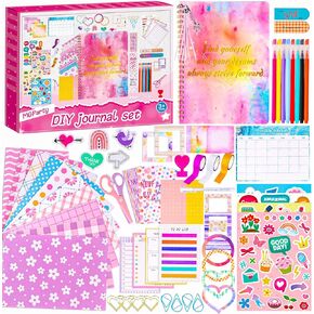 MGparty DIY Journal Kit for Girls-83 Pcs Journal Set for Tween & Teen Girls, Stationery Set, Journaling Art Crafts Kit, DIY Journal Kit Gifts for Girls Ages 8 9 10 11 12 13 14 Year Old