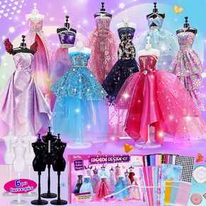 ONE TO FOUR 800+Pcs - Fashion Designer Kit for Girls with 6 Mannequins - Arts and Crafts Kit- Sewing Kit for Kid Ages 8-12 -Girls Gift Age 6 7 8 9 10 11 12-Gifts for Teen Girls