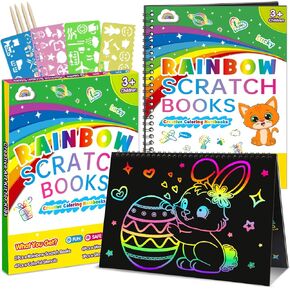 ZMLM Scratch Paper Art Craft: 2 Pack Rainbow Scratch Set Easter Basket Stuffers for Kids Ages 4-8 Drawing Coloring Black Magic Art Supplies Kits Easter Gifts for Girls Boys Birthday Party Games Toys