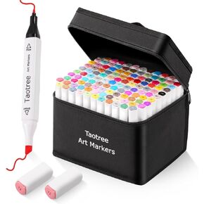 Taotree Alcohol Markers 121 Colors Dual Tips Art Markers Sketch Pens Set, Art Supplies Kit, Art Set Drawing Pen for Adult Coloring Books Painting, Sketching, Gifts for Teens Girls Boys Kids Artists
