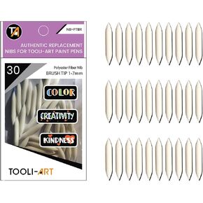 TOOLI-ART 30 Replacement Double Sided Flexible Brush Nibs. Compatible Brush Tip Paint Pens Acrylic Markers. Easy To Replace