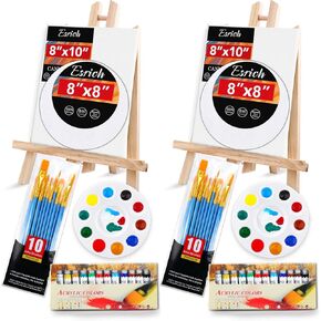 ESRICH 166 Pcs Painting Set, Painting Supplies with 96 Paint(Oil, Watercolor，Gouache & Acrylic Paint) Metal and Wooden Easels, Canvas, Paper Pads, 45 Paintbrushes etc. for Adults, Kids, Artists