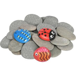 Simetufy 25 Pcs River Rocks for Painting, 2"-3" Painting Rocks, Flat & Smooth Rocks to Paint, Hand Picked Natural Stones for Painting, Cheap Crafts Rocks for Kids & Adults